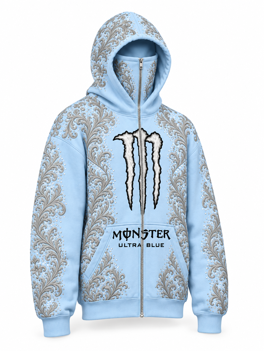 Ultra Blue | Three-quarter front view, hood and balaclava up