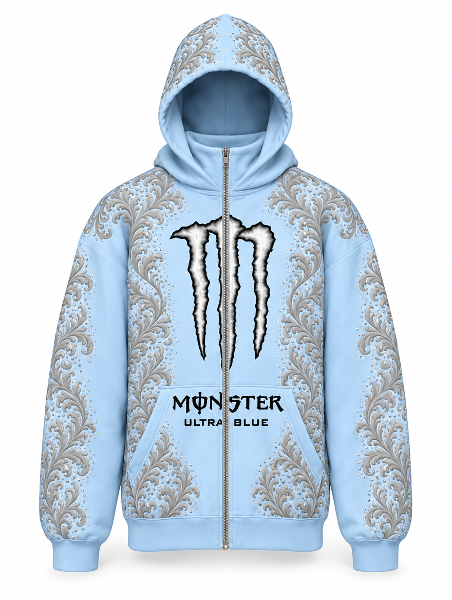 Ultra Blue | Front view, hood up and balaclava down